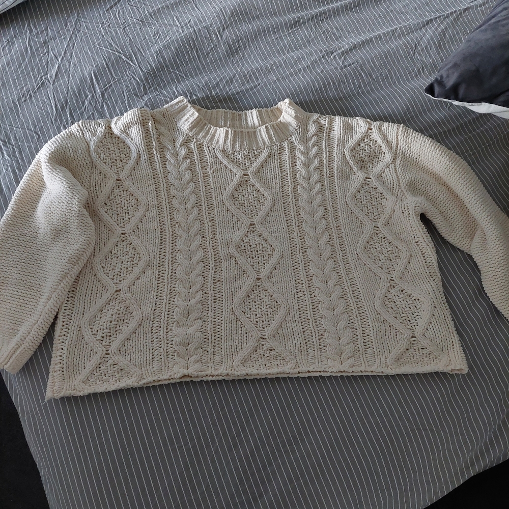 Billabong Cream Crop Knit Size 10 As New Condition - Picture 1 of 4
